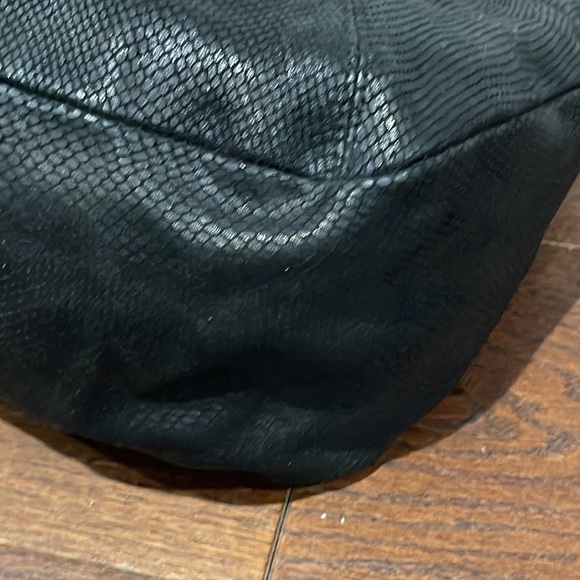 Jimmy Choo Snakeskin Embossed Calfskin Rahmyn Black Shoulder Bag - Picture 6 of 8